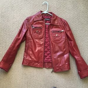 Dolce & Gabbana dark red leather jacket